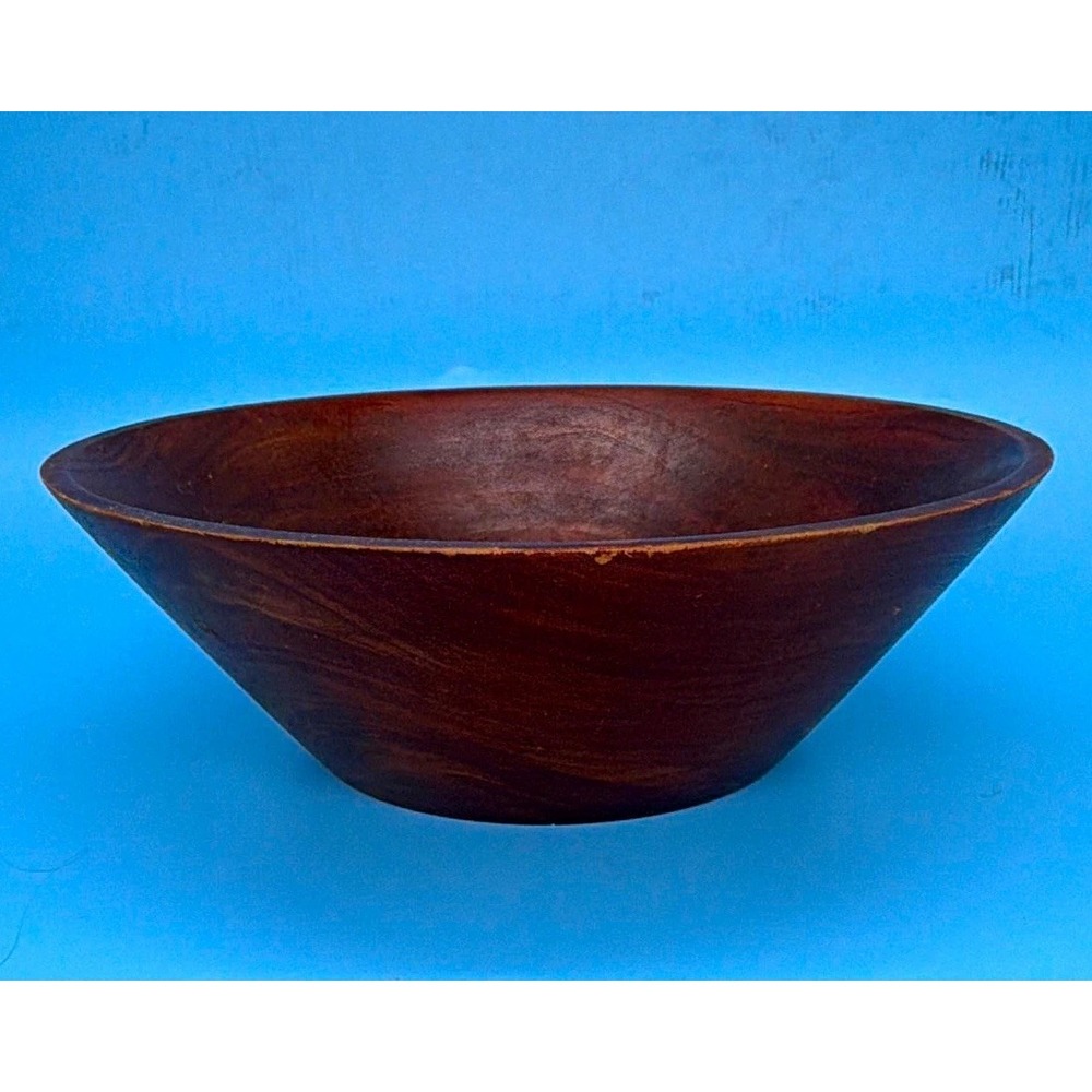 Vintage Hand Turned Wooden Salad Serving Bowl 9.5" Mid Century Modern Decorative